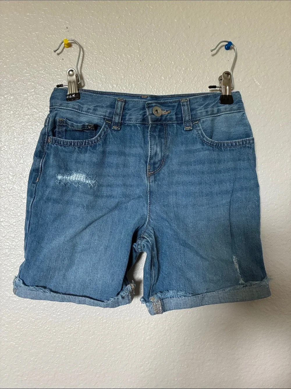The Children's Place Light Blue Denim Shorts with Rolled Hem